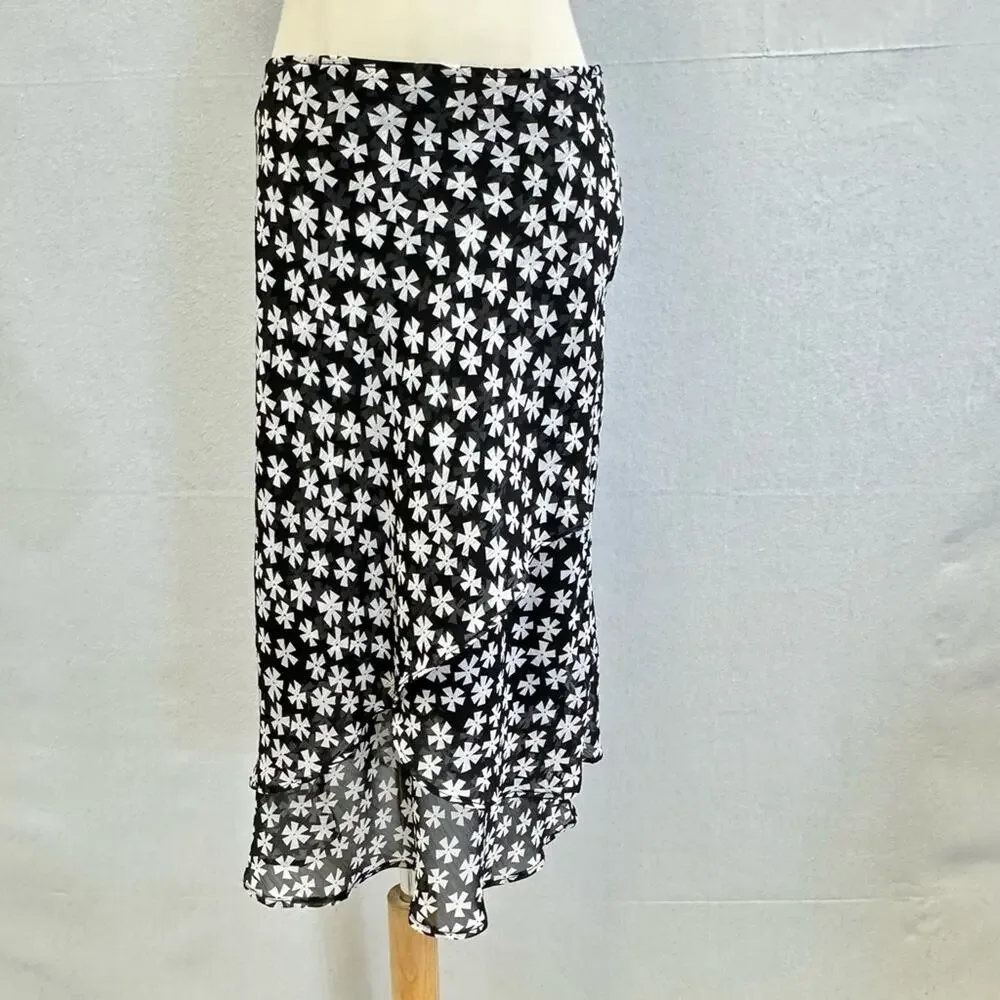 Vintage Y2k Soft Works Petites black & white  layered knee length skirt size 2‎